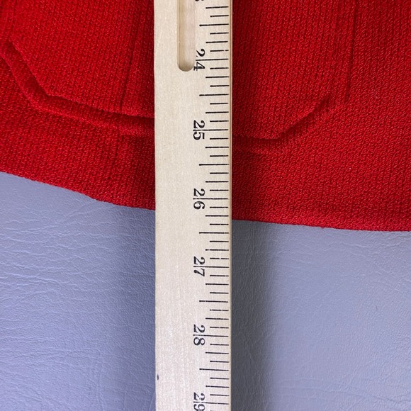 St John Collection Santana Knit Skirt Suit Set Women's Size 6 Red Gold Buttons * - Picture 12 of 16